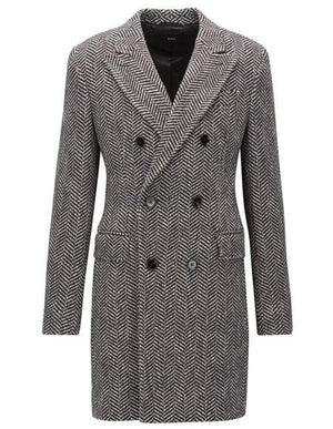 DBCoat Men's Dress Coat Double Breasted Gray Herringbone Tweed Six Buttons Overcoats