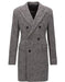 DBCoat Men's Dress Coat Double Breasted Gray Herringbone Tweed Six Buttons Overcoats