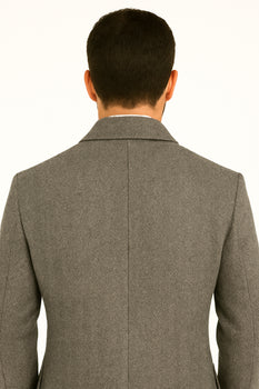 DBCoat Men's Dress Coat Double Breasted Black ~ White Six Button Gray Herringbone Tweed Overcoat Full length - Image 6