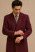 DBCoat Men's Wool Long Designer Men's Wool Men's Peacoat Sale Double Breasted Overcoat Style Full Length Burgundy