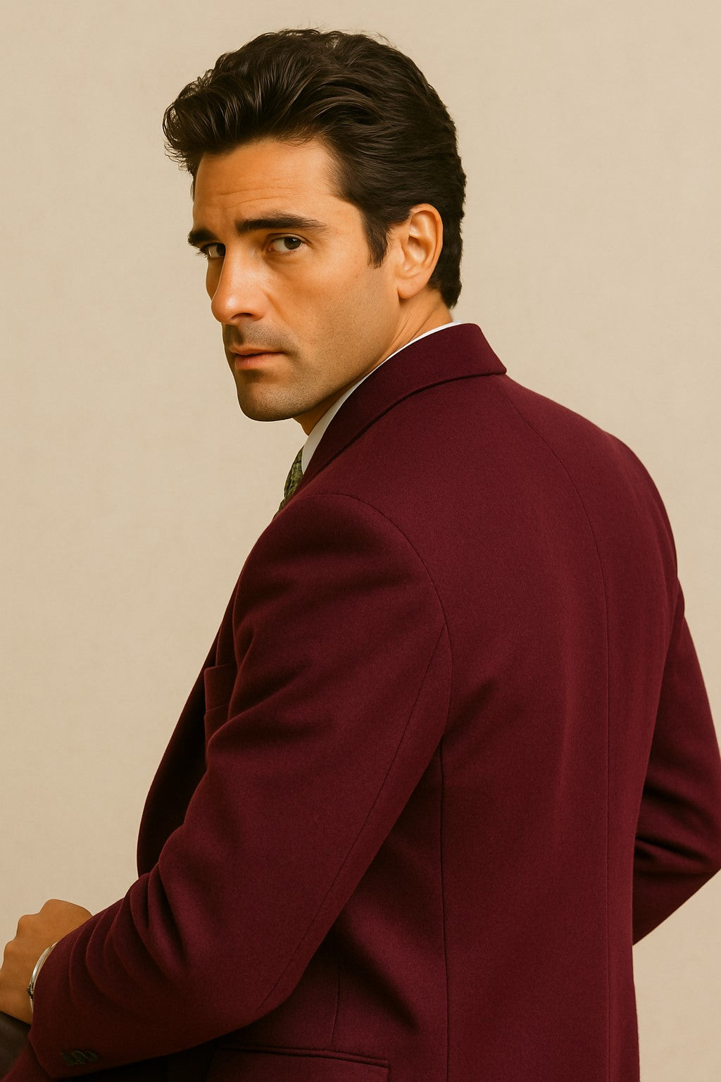 DBCoat Men's Wool Long Designer Men's Wool Men's Peacoat Sale Double Breasted Overcoat Style Full Length Burgundy - Image 4