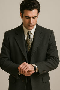 DBCoat Men's Wool Long Designer Men's Wool Men's Peacoat Sale Double Breasted Overcoat Style Full Length Dark Grey