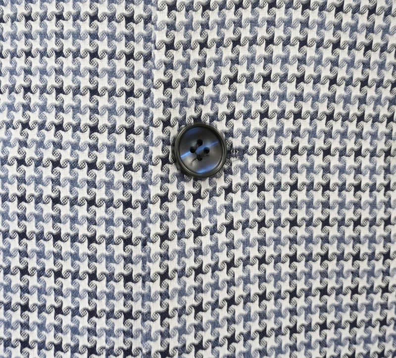 Blue Houndstooth Hybrid Fit Double Breasted Jacket - Image 2