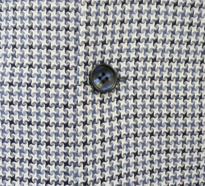 Blue Houndstooth Hybrid Fit Double Breasted Jacket - Image 2