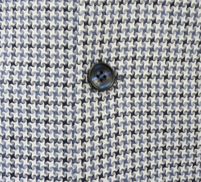 Blue Houndstooth Hybrid Fit Double Breasted Jacket - Image 2