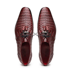 Marco Di Milano Lacio Men's Shoes Wine Exotic Crocodile Derby Oxfords