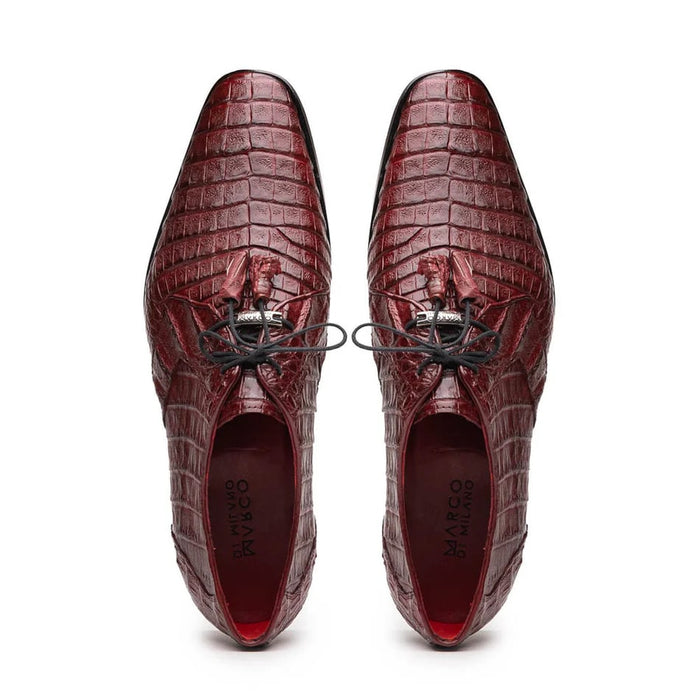 Marco Di Milano Lacio Men's Shoes Wine Exotic Crocodile Derby Oxfords