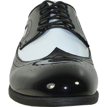 Mens 1920's Gangster Wingtip Dress Shoe in Black and White