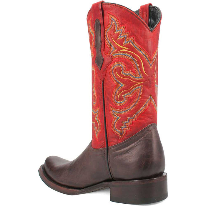 Dingo Brown and Red Snoot Toe Leather Western Boots
