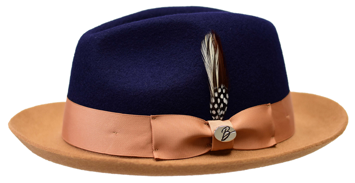 Bruno Capelo Damien Collection Navy Blue/Camel Hat