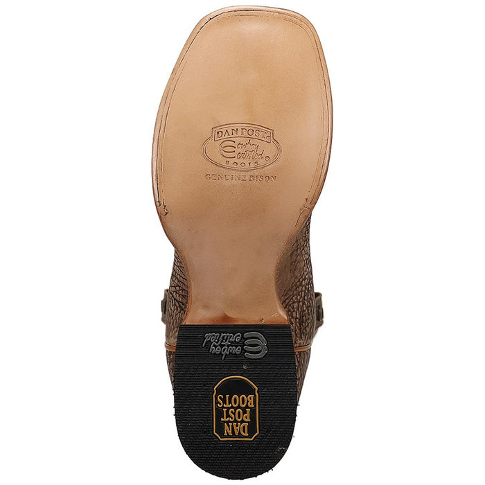 Dan Post Murray Men's Brown Bison Leather Square Toe Rugged Western Cowboy Boots - Image 6