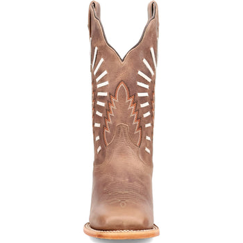 Dan Post Lacey Women’s Tan Leather Square Square Toe Western Cowboy Boot - Image 3