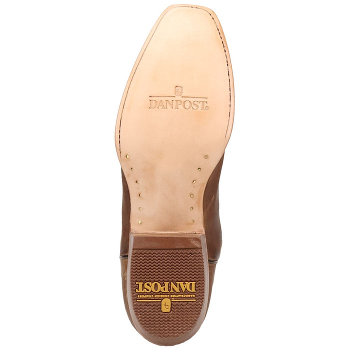 Dan Post Roman Men's Tan Leather Sleek Square Toe Western Cowboy Boots - Image 5