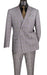 Alexander Collection - Gray Double Breasted 2 Piece Suit Regular Fit Glen Plaid