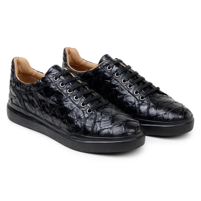 Mens Exotic Sneakers - Alligator Sneakers By Brand in Color Blue Patina - Image 2
