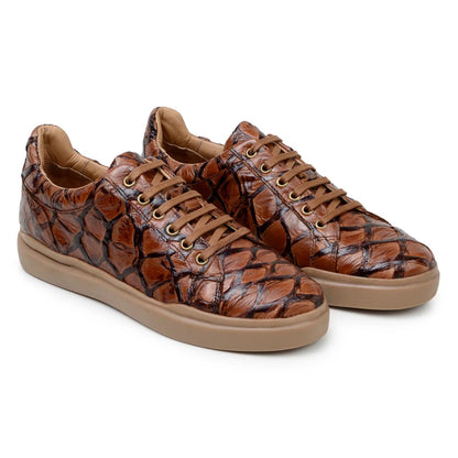 Mens Exotic Sneakers - Alligator Sneakers By Brand in Color Blue Patina - Image 8