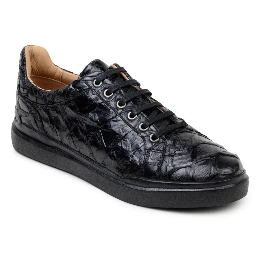 Mens Exotic Sneakers - Alligator Sneakers By Brand in Color Blue Patina - Image 3