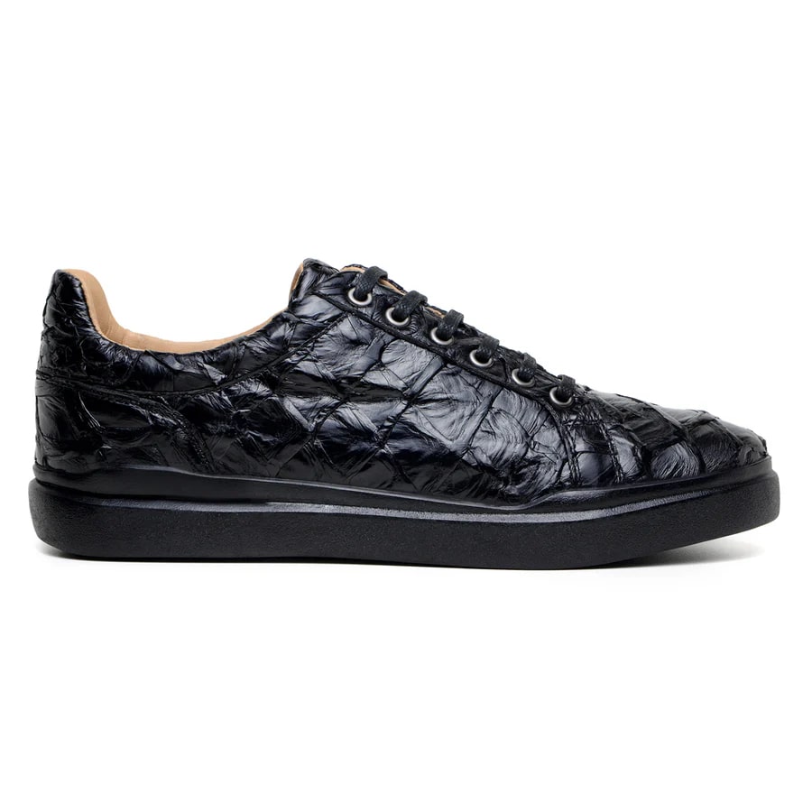 Mens Exotic Sneakers - Alligator Sneakers By Brand in Color Blue Patina