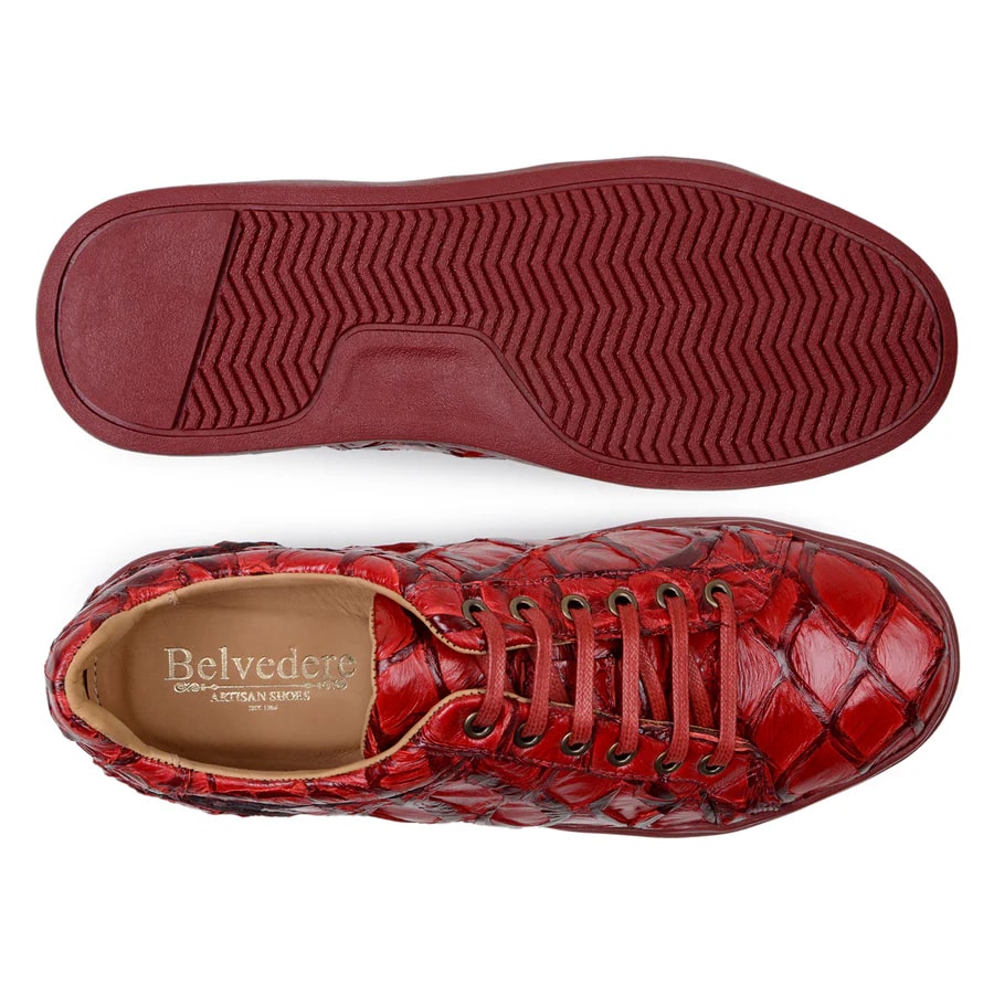Mens Exotic Sneakers - Alligator Sneakers By Brand in Color Blue Patina - Image 18