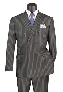 Rockefeller Collection - Double Breasted Stripe Suit Hunter Green Regular Fit 2 Piece