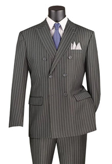 Rockefeller Collection - Double Breasted Stripe Suit Hunter Green Regular Fit 2 Piece