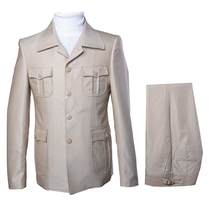 Men’s Black Safari Walking Suit, Utility Jacket and Trousers Casual Dress Set