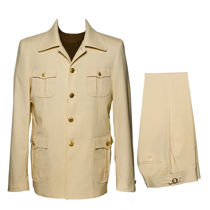 Mens 1970s Fashion Suit - 70's Mens Outfit in Color Olive Green Blazer + Pants