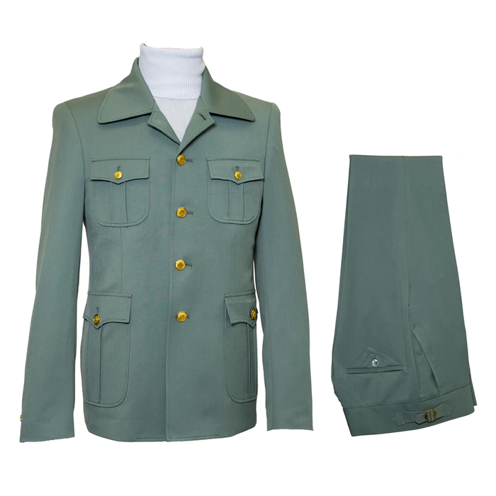Mens 1970s Fashion Suit - 70's Mens Outfit in Color Olive Green Blazer + Pants