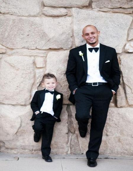 Dad And Son Black Matching Two Button Straight Fit Perfect for toddler Suit wedding attire outfits Suits