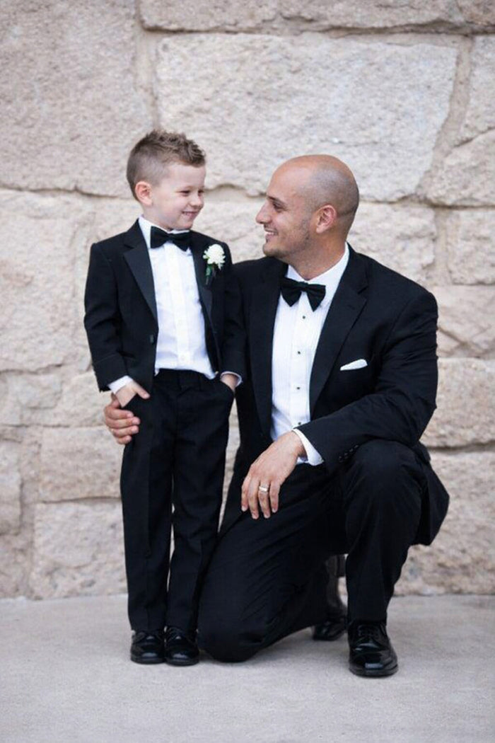Dad And Son Black Matching Two Button Straight Fit Perfect for toddler Suit wedding  attire outfits Suits - Image 5