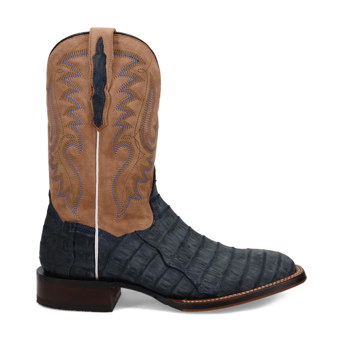 Dan Post Men's Leon Denim & Tan Caiman Square Toe Western Boots - Image 7