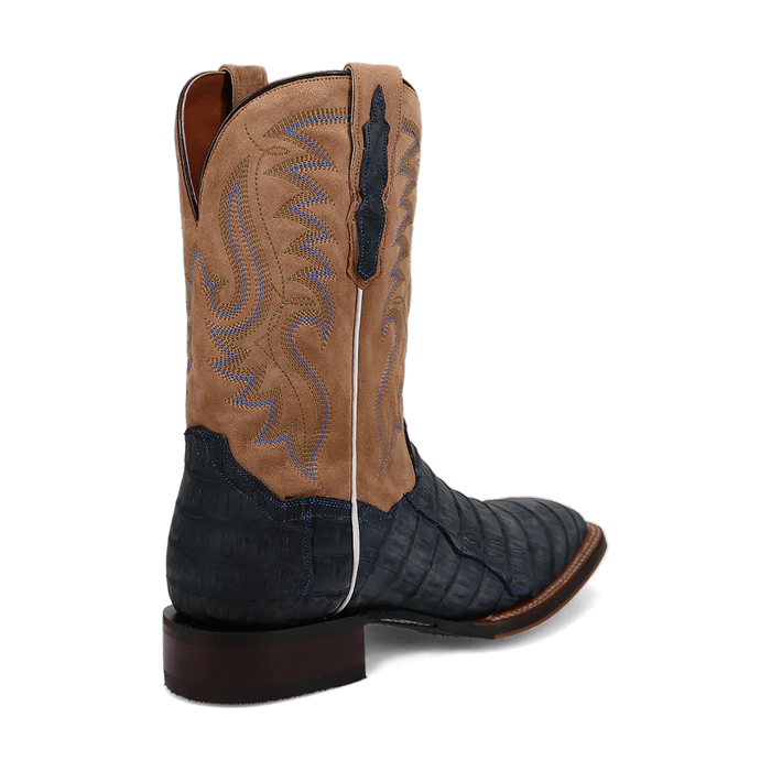 Dan Post Men's Leon Denim & Tan Caiman Square Toe Western Boots - Image 6