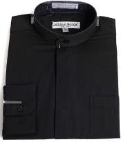 Daniel Ellissa Convertible cuffs Banded Collar Black fashion Dress collarless Men's Dress Shirt