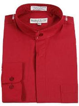 Daniel Ellissa Banded Collar Dress collarless Shirt Burgundy ~ Wine ~ Maroon Color(Wine) Men's Dress Shirt