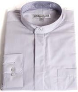 Oriental Mao Chines Style No Collar Men's Daniel Ellissa Mandarin Style Banded Collar Grey fashion Dress Preacher Round Style collarless Men's Dress Shirt