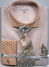 Daniel Ellissa Polka Dot French Cuff Set Sand Men's Dress Shirt
