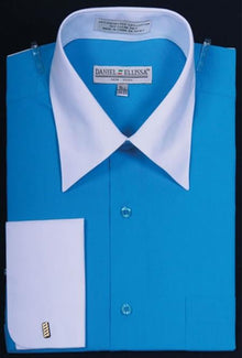 Affordable Clearance Cheap Mens Dress Shirt Sale Online Trendy - Mens Turquoise Dress Shirt Turquoise Bright Two Tone Solid French Cuff Shirt