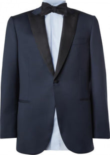 Formal Suit Black Lapeled Blue & Black Peak Lapel