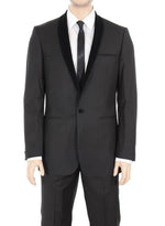 Solid Black Shawl Lapel One Button Suit Tuxedo Tux Men'S Velvet Suit Lapel Collar