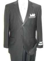 Black Tuxedo Soft Micro Fiber 2 Button Plain Front Pants