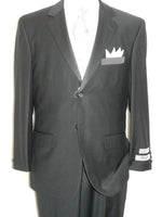 Black Tuxedo Soft Micro Fiber  2 Button Plain Front Pants