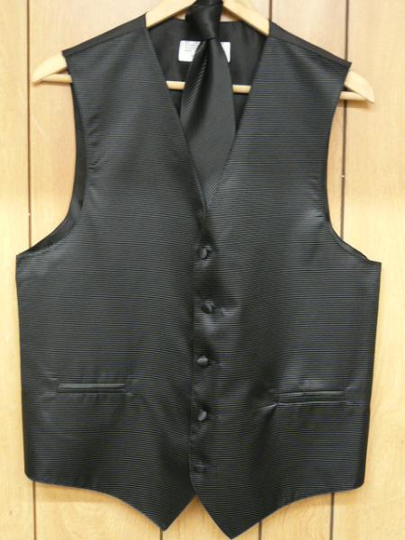 Black Groomsmen Dress Tuxedo Wedding Vest ~ Waistcoat ~ Waist coat & Tie set Buy 10 of same color Tie For $25 Each - Men's Neck Ties - Mens Dress Tie - Trendy Mens Ties