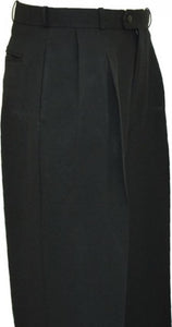 Mens Pleated Dress Pants Solid Black Wide Leg Slacks Pleated Baggy Dress Trousers Unhemmed Unfinished Bottom
