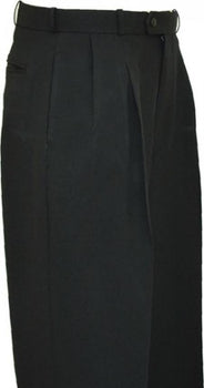 Mens Pleated Dress Pants Solid Black Wide Leg Slacks Pleated Baggy Dress Trousers Unhemmed Unfinished Bottom
