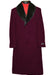 Dark Burgundy ~ Wine ~ Maroon Color Men's Dress Coat (Removable ) Fur Collar 3 Button Full Length Overcoat ~ Long Men's Dress Topcoat -  Winter coat full length Fabric Also