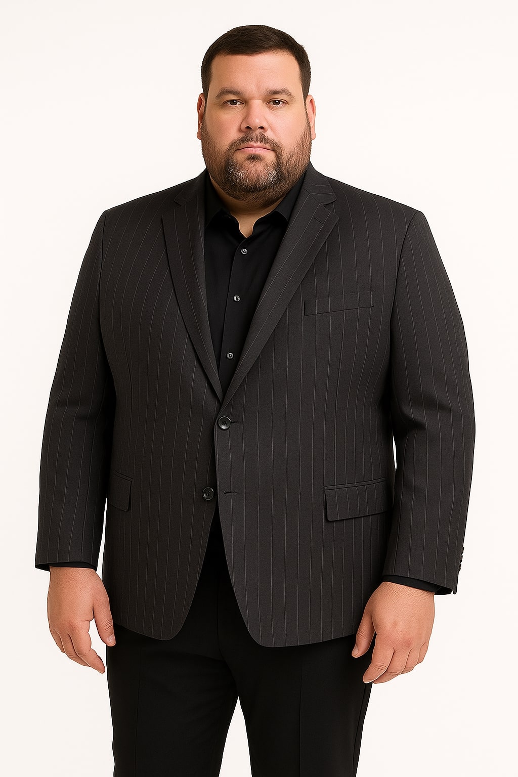 Pinstripe Blazer in Black Pinstripe Almost Dark Charcoal Grey Pinstripe Sport Coat - 1920s Pattern Sport Coat