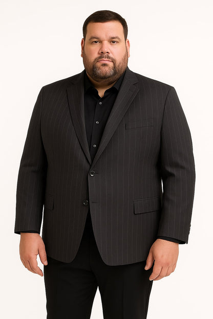Pinstripe Blazer in Black Pinstripe Almost Dark Charcoal Grey Pinstripe Sport Coat - 1920s Pattern Sport Coat