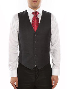 Men's Dark Grey 5 ButtonShark-skin Classic Fit Vest