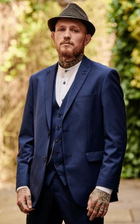 Dark Navy Peak Lapel Peaky Blinders Suit Custom (Peaky Blinder Custome)