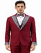 Dark Red - Maroon Wine Prom Tuxedo - Perfect Wedding Suit Vested rhinestone Lapelled